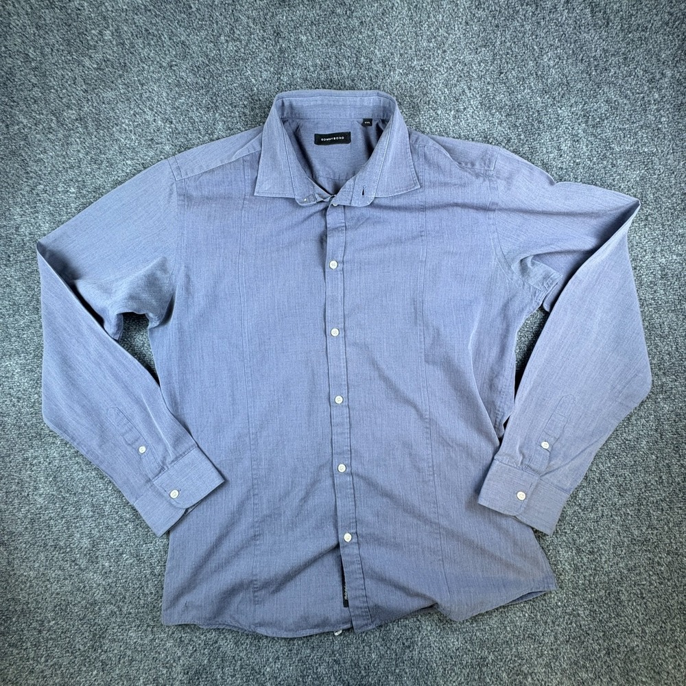 Sonny Bono Shirt Mens 2XL Slate Blue Long Sleeve‎ Button Front Everyday Wear